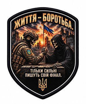 Шеврон &laquo;Життя &mdash; боротьба. Тільки сильні пишуть свій фінал&raquo; &mdash; сублімаційний друк, на липучці ШD0008 фото